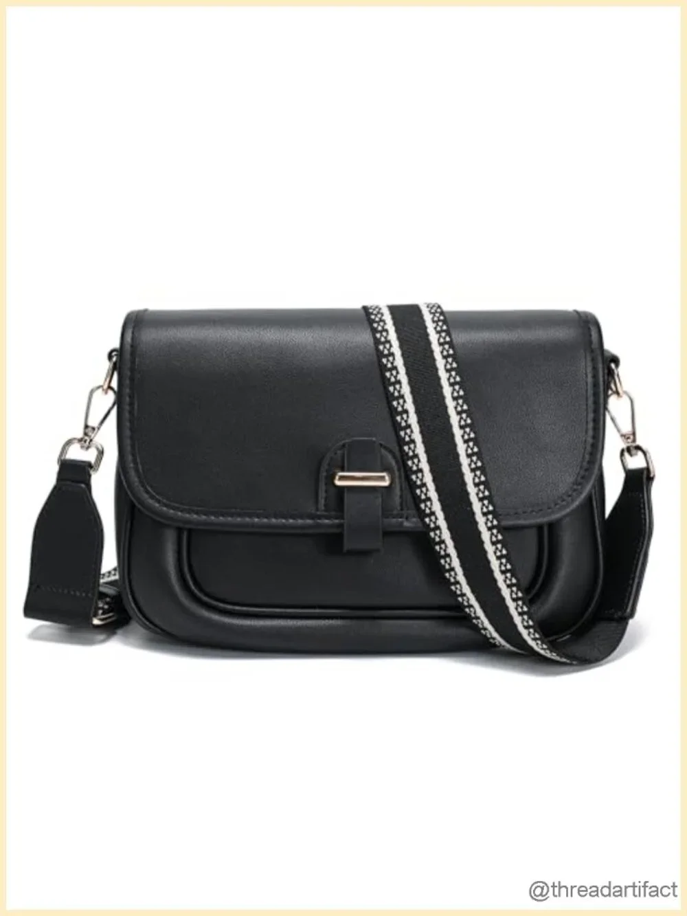 Faux Leather Crossbody Bag with Adjustable Strap and Pockets